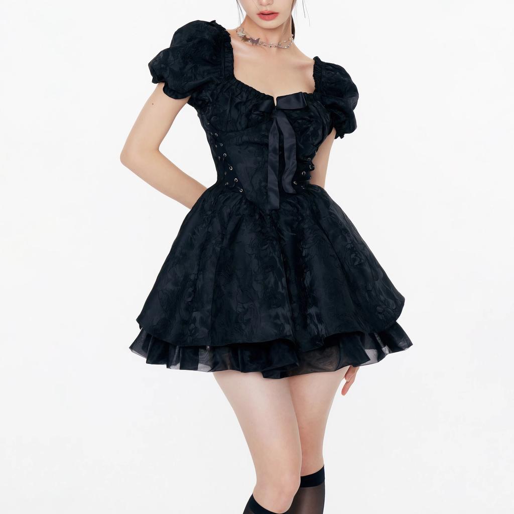 Gothic Goth Harajuku Bandage Dress Sexy Off Shoulder Lace Mesh Mini Short Dresses Party Elegant Summer Outfits