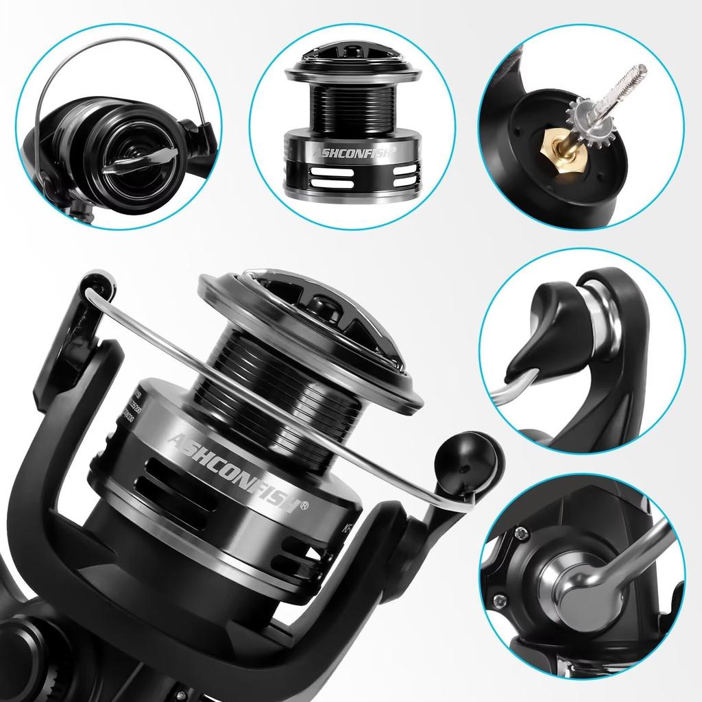 Ashconfish Spinning Reel Deep Groove Spool Shallow Groove Spool Left and Right Interchangeable Handle Reverse Rotation Lever Saltwater Fishing