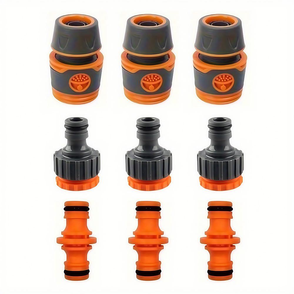 

9pcs ABS Garden Hose Fittings Kit - Quick Connect Couplers, Dual Connectors & Extensions for Lawn Irrigation & Watering Systems