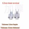 6.3mm Thickened Copper Spade Terminal, Cold Crimp Female Connector, 0.4/0.5mm Plug-in/Pull-out, 0.3mm Thickness.