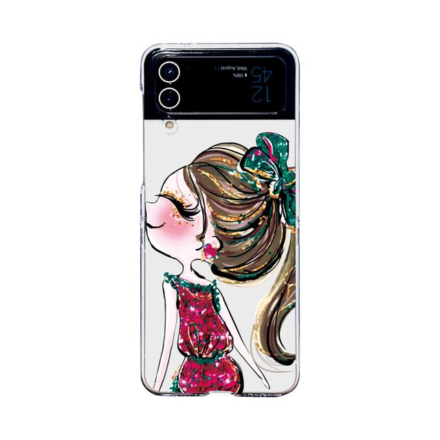 

Чехол для Samsung Galaxy Z Flip 4 3, красная юбка для девочек, прозрачный складной противоударный чехол с рисунком для девочек, аксессуары в твердом переплете из ПК For Galaxy Z Flip 3