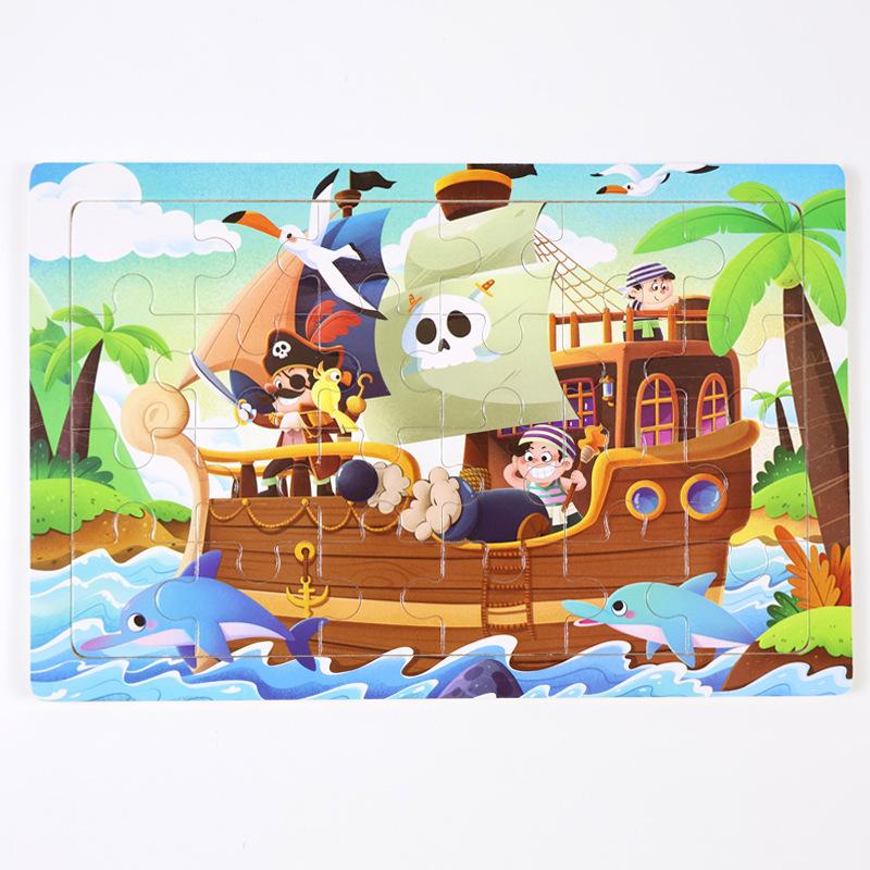 Wooden Children's Puzzles 24 Pieces Early Childhood Education Educational Toys Cartoon Animal Cognitive Puzzles