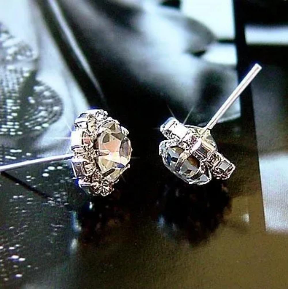 Korean imitation Rhinestones crystal fashion jewelry shining zircon OL sunflowers round earrings for women