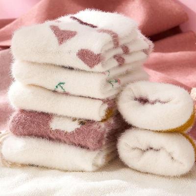 Smooth Women's Socks Mink Velvet Socks Female Autumn And Winter Plus Velvet Thick Tube Socks Warm Floor Socks Coral Velvet Sleep Socks