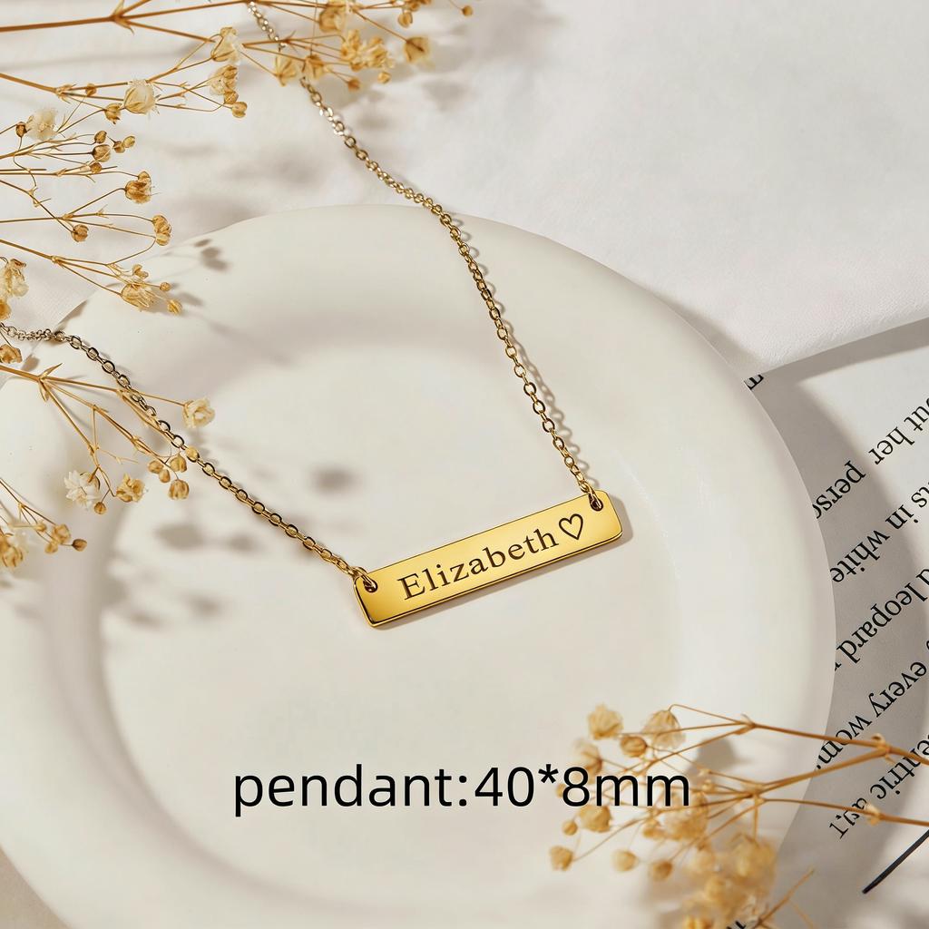 Custom Name Bar Necklace Engraved Message Necklace Gold Color Coordinates Engraved Bar Wedding Necklace Valentine's Day Gift