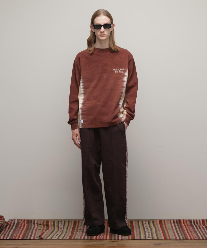 Schott NYC TIE DYE LS T-SHIRT "AMERICAN BRAND WITH PRIDE" / Herren L 050 Braun / 782-4130003