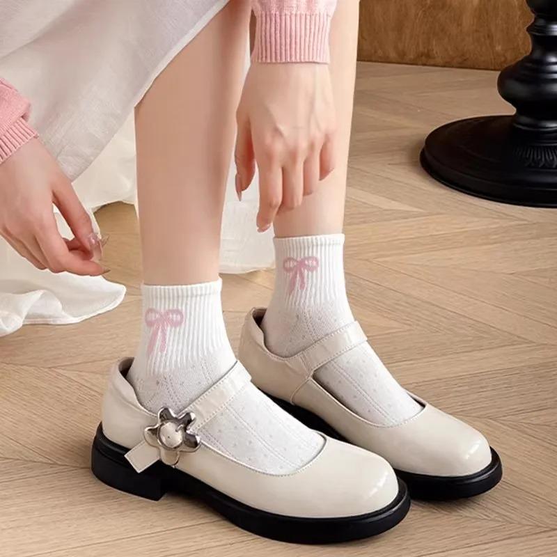1-5 paia Calzini Corti Harajuku con Stampa Floreale a Pois per Bambini Primavera Estate Cotone Calzini da Donna Traspiranti Morbidi Carini Calzetteria