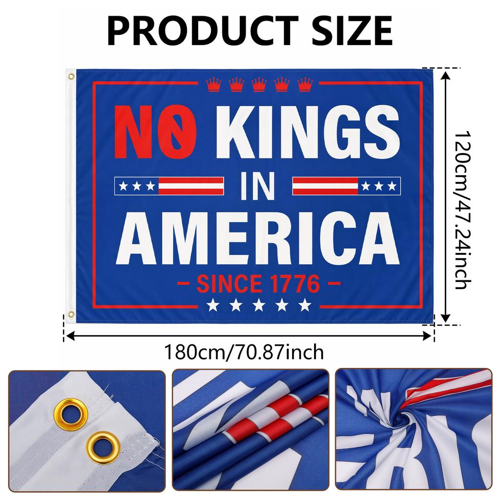 Keine Könige in Amerika Flagge 4x6 Fuß Doppelseitiges Polyester Banner Gartenbanner USA Patriotische Haus- und Hofdekoration Außen Dekorative Flagge