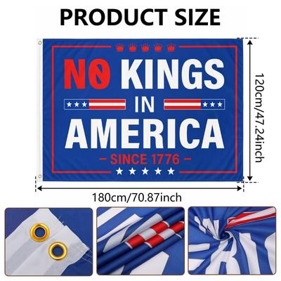 Keine Könige in Amerika Flagge 4x6 Fuß Doppelseitiges Polyester Banner Gartenbanner USA Patriotische Haus- und Hofdekoration Außen Dekorative Flagge