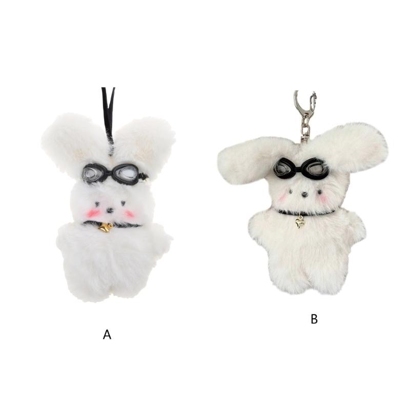 Hanging Decoration Rear View Mirror Cute Long Eared Rabbit Decors Car Interior Accessories Cute Bunny- Pendant Keychain