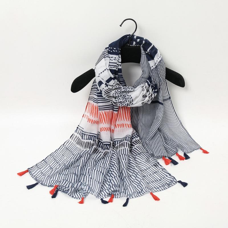 Autumn and winter small fresh rendering ink painting butterfly printing warm shawl, travel beach towel cotton and linen feel scarf