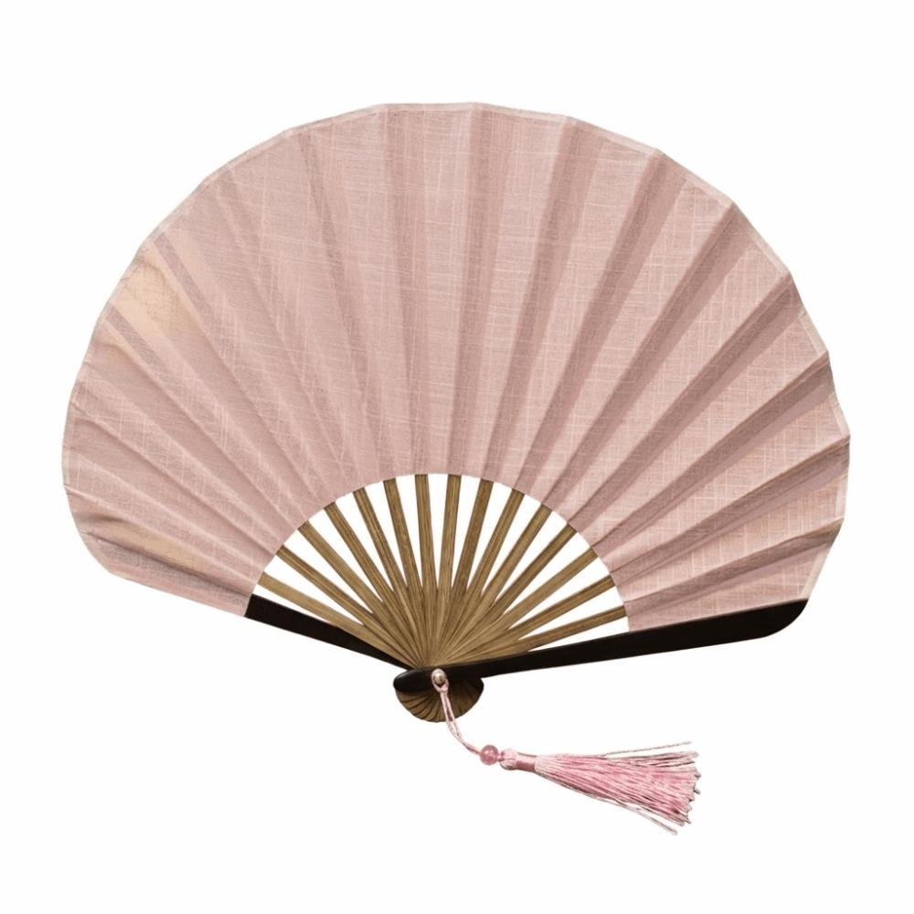 

Japanese Style Folding Hand Fan Solid Color Cotton Linen Cloth New Chinese Style Fan Bamboo Frame Portable Retro Mini Shell Fan розовый