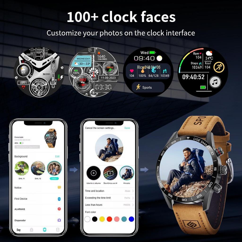 Men's Large-Screen Round Dial Smartwatch with Multi-Functionality and Bluetooth Calling