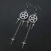 Personality Gothic Sliver Color Five-pointed Star Sword Dagger Tassels Dangle Earrings for Women Hallowmas Party Jewelry Gifts