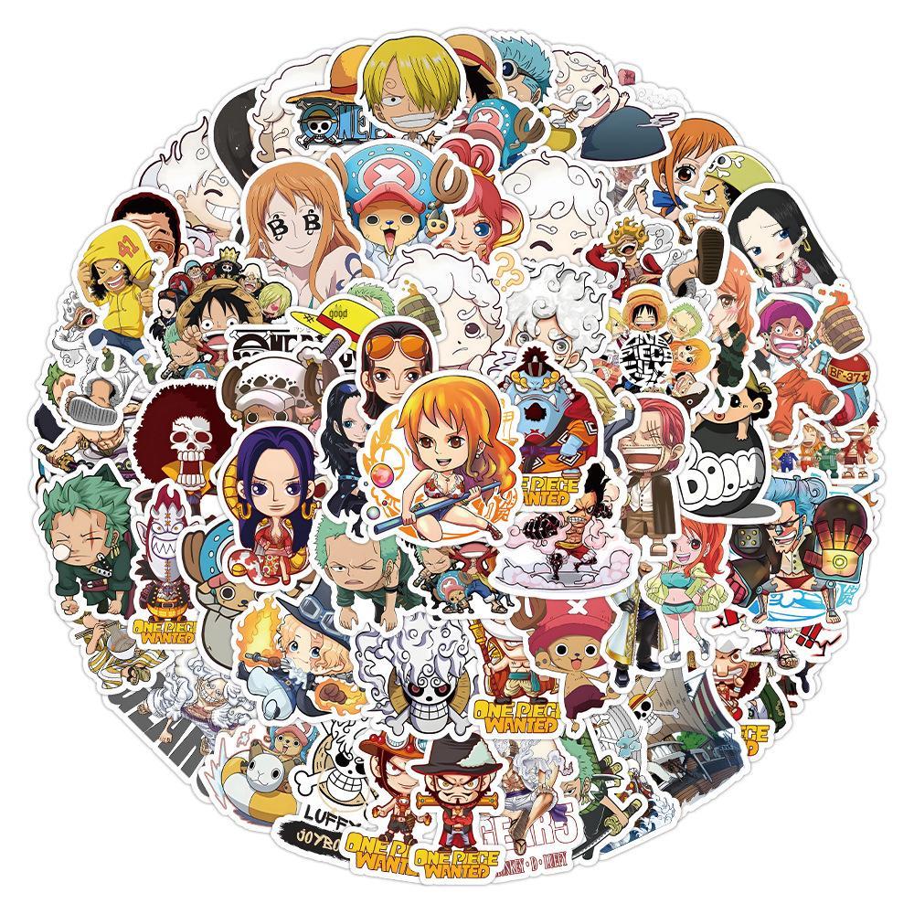 100-Piece Waterproof One Piece Luffy Gear 5 Stickers for Suitcases, Notebooks, and Scooters