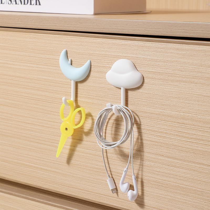 Wall-Mounted Simple Hooks Strong Viscose Non-Marking Load-Bearing Sticky Hooks for Bathroom Kitchen Non-Perforated