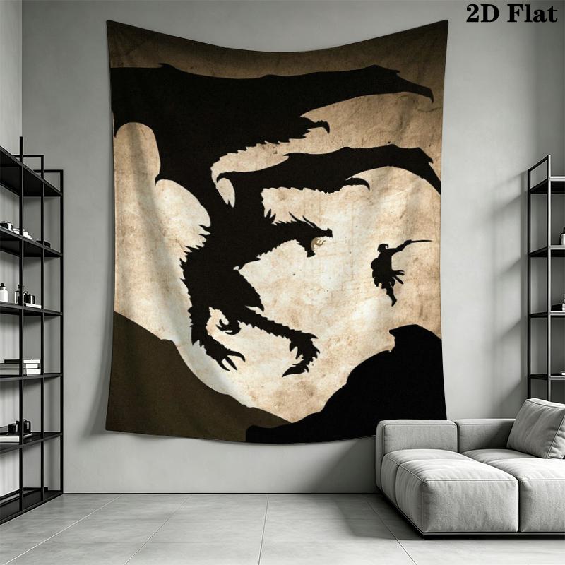 Skyrim Wall Tapestry Aesthetic Wall Hanging Printed Fabric Blanket Decorative Tapestries for Bedroom Living Room Home Decor