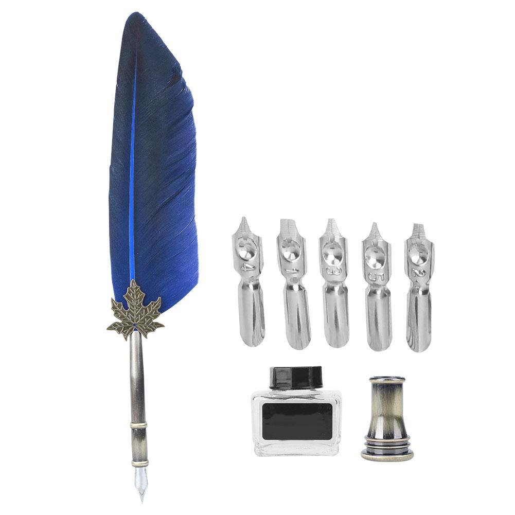 Vintage Feather Fountain Writing Pen Calligraphy Ink Quill Dip Pen Home Decor with Gift Box