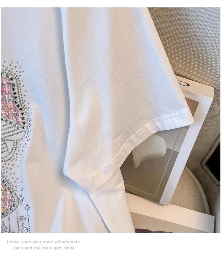 Women's Plus Size Slimming Round Neck Mid-Length Short-Sleeve T-Shirt (Sizes 200-350 jin, Style 6509)