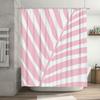 Leaf Striped Shower Curtain Waterproof Bathroom Decor Soft Fabric Shower Panels for Kids Bathrooms Light Pink White