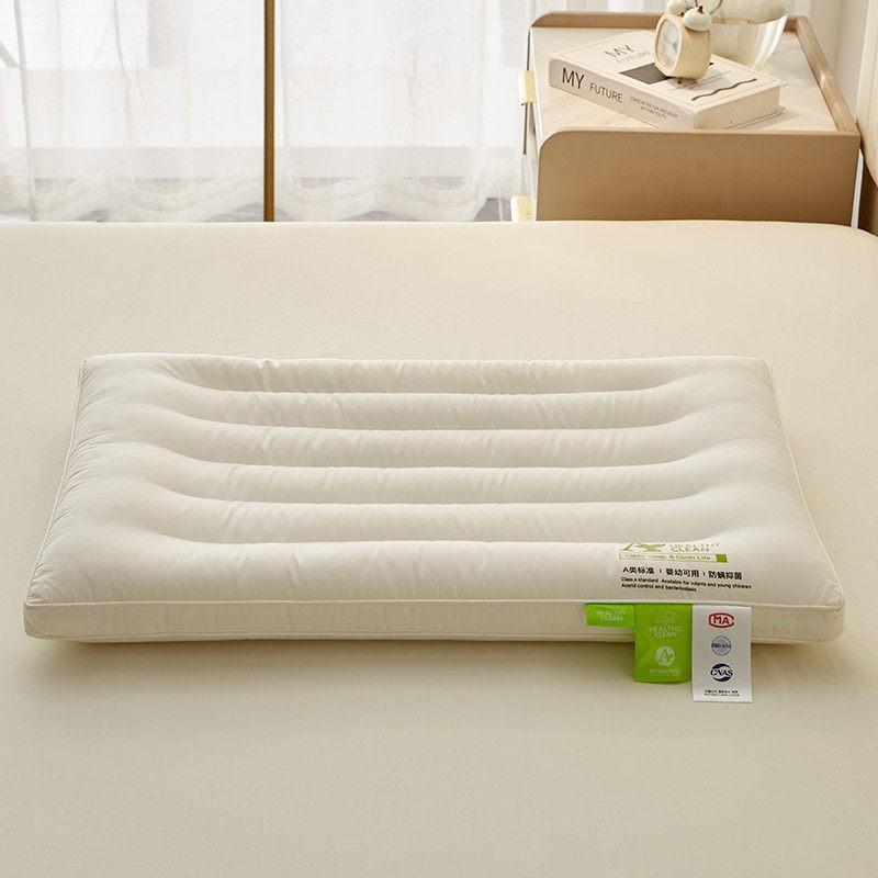 Low Profile Orthopedic Pillow Neck Support Sleep Aid Kids Students Cotton Cover Fiber Fill Hypoallergenic