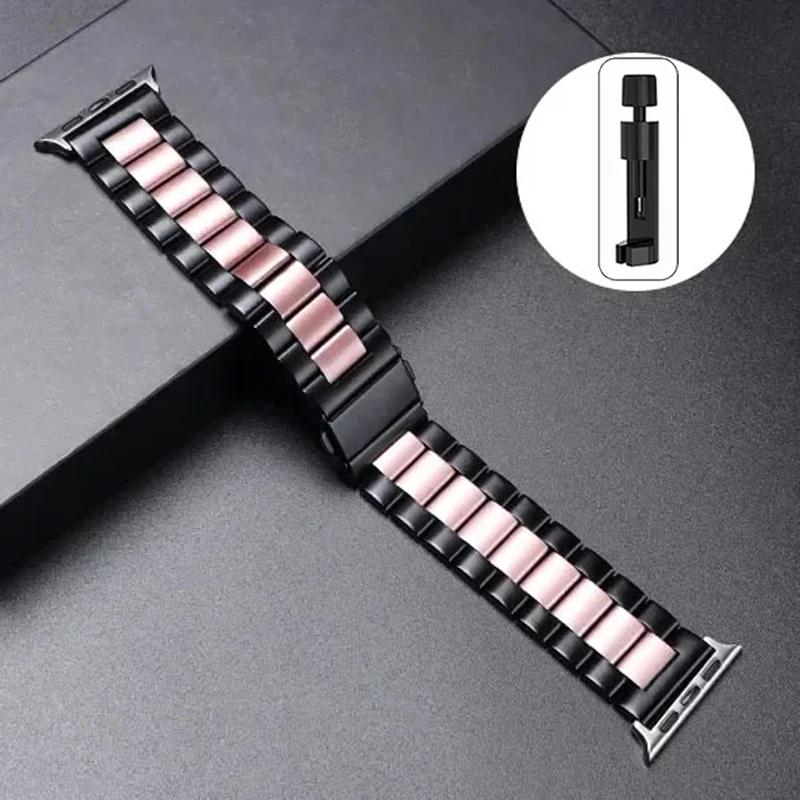 Stainless Steel Strap For Apple Watch Ultra 2 49mm 45mm 41mm 40mm 44mm 46mm Watch Strap Metal Bracelet For iWatch 10 9 8 7 6 5 4