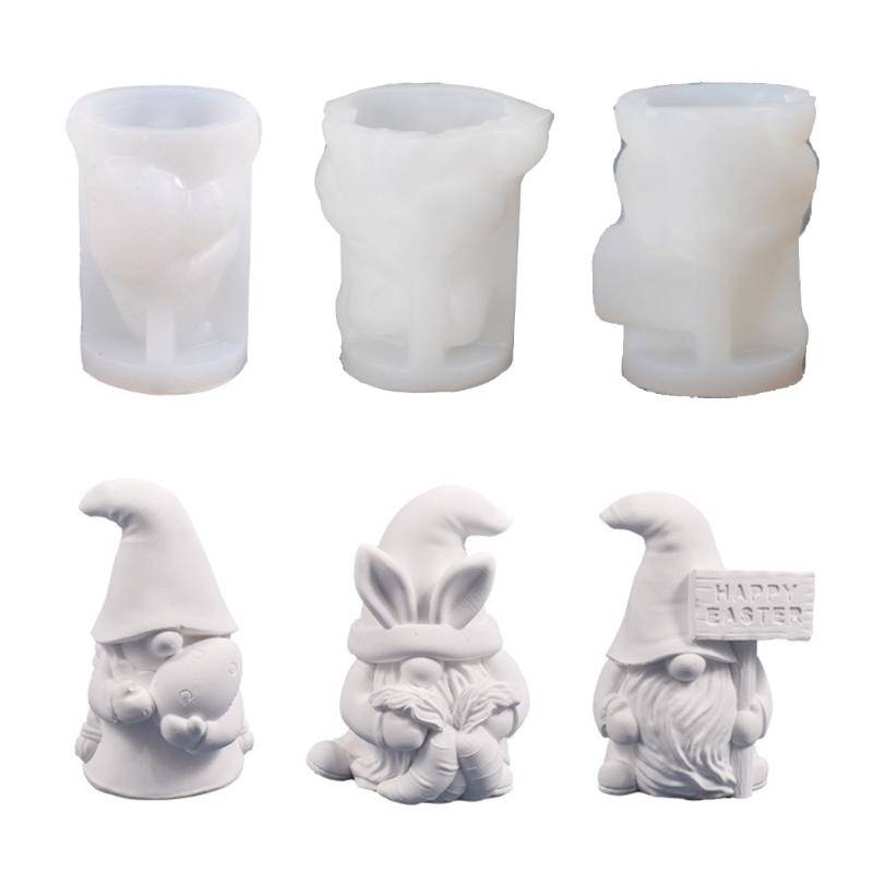 PåskeNisse Resinform 3D Ansiktsløs Gammel Mann Stearinlysform DIY Dverg Såpehåndverk Påske Vårfestrekvisita