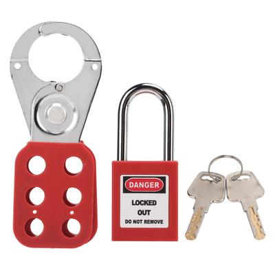 25mm0.98in Lockout Tagout Hasp 6 Hole Security Hasp Lock with 38mm1.5in Padlock for Industrial