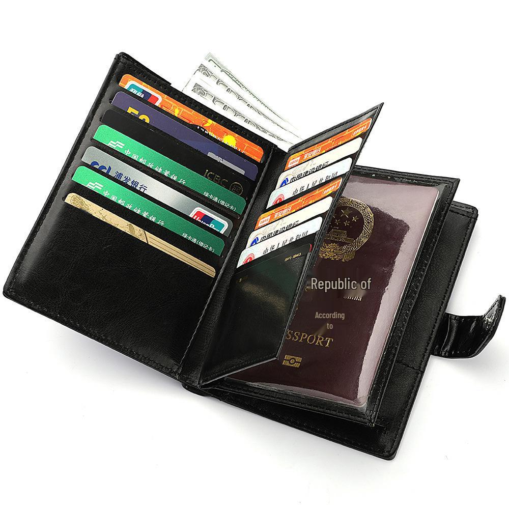 Retro Multifunctional Passport Holder with Zipper - Multi-Card Slots for ID, Credit Cards, and Boarding Passes