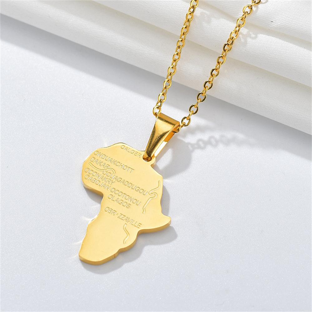 Fashion African Africa Map Pendant Female Gold Silver Color Stainless Steel Necklace for Women Men Ethiopian Jewelry Gift 2025
