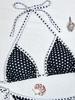 Polka Dot Print Triangle Cup Tie Side Sexy Two Piece Bikini Set Elegant Beach Wear