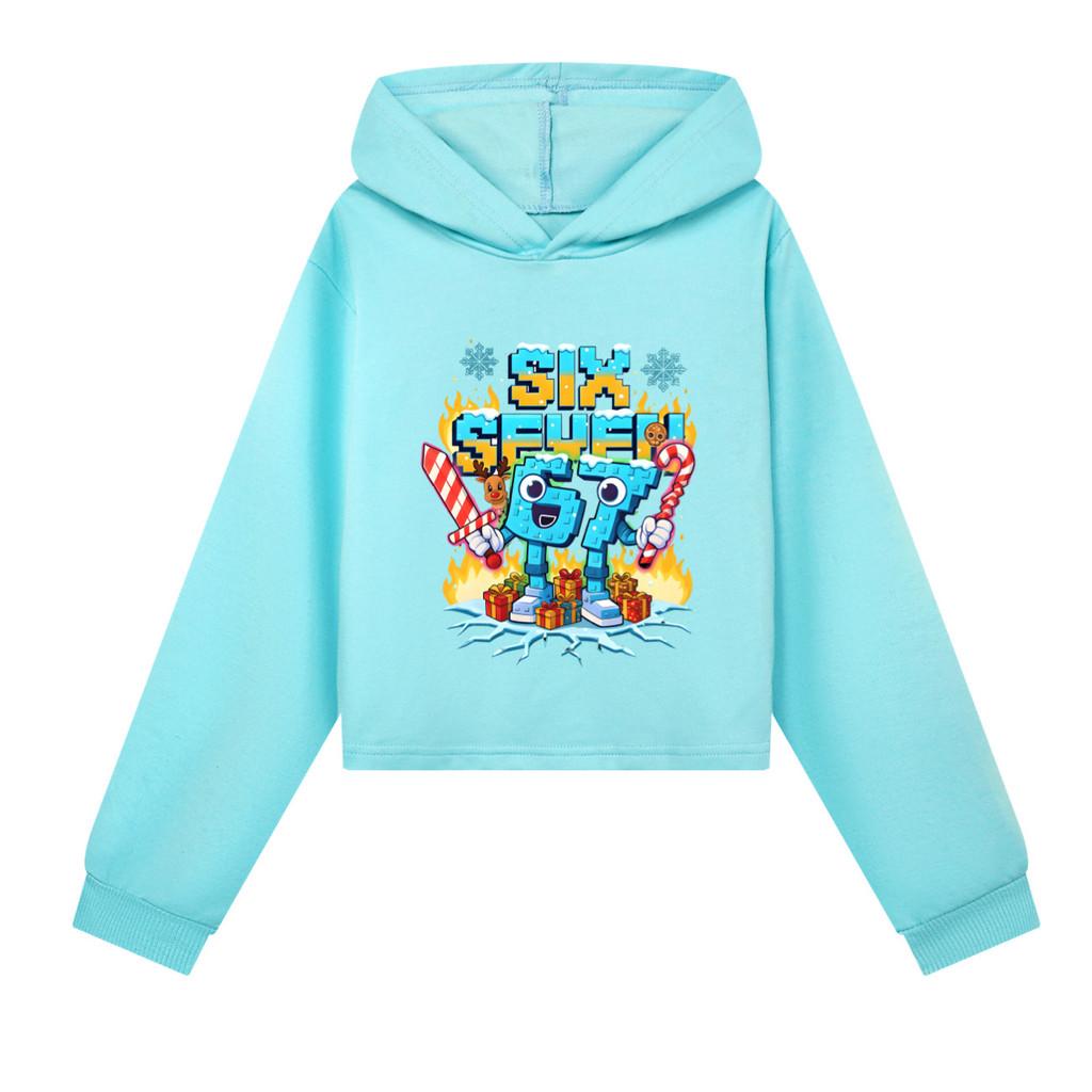 5193 Kinder Mädchen Steal a Brainrot 67 Six Seven Bedruckt Lässige Langarm Kapuzenpullover Sweatshirt Oberteil