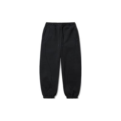 Li Ning Reignite Series Solid Color Loose Fit Reflective Knit Sports Pants Women Pants Black AKLU232-2