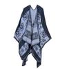 Versatile Plaid Women's Faux Cashmere Shawl: Ethnic Style Slit Cape for Autumn/Winter