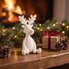Miniature Deer Figurines for Desktop 3D Printed Minimalist Sculpture, Knit Texture Animal Desk Small Holiday Collectibles Display Ornament, Cute Home