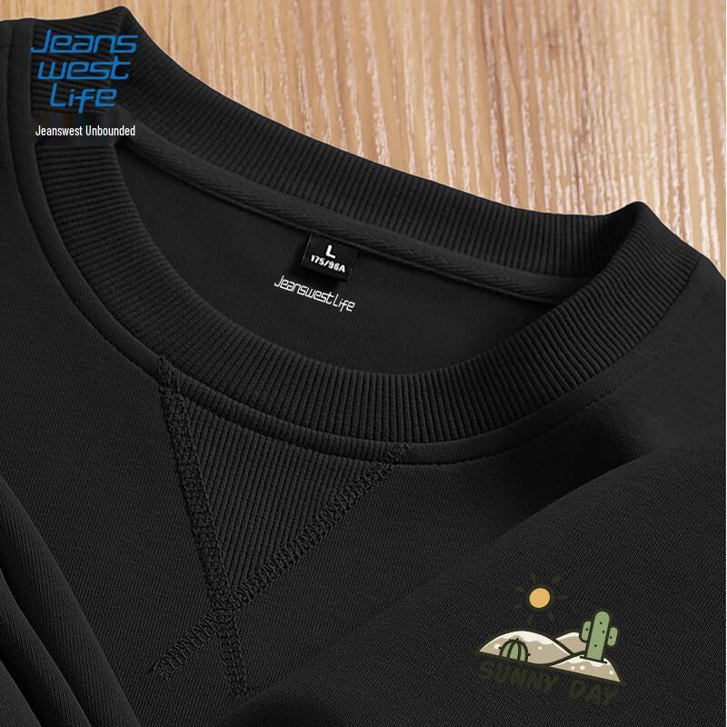 JEANSWEST LIFE Men's Heavyweight Crewneck Sweatshirt with Inverted Triangle Print