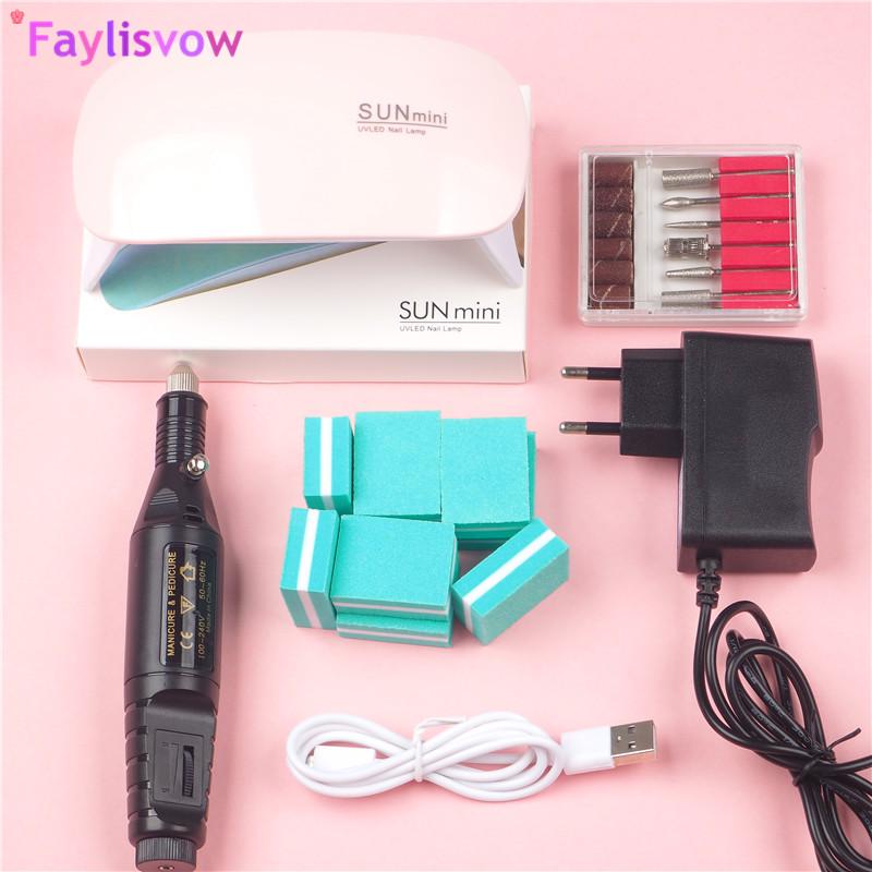 Faylisvow Лампа для сушки ногтей УФ-светодиодная электрическая дрель для ногтей Педикюр Керамический резак для снятия гель-лака Набор буферов для ногтей Plug:European standards чёрный