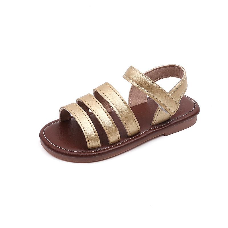 Kids Sandals Soild Color Retro Open Toes Girls Casual Shoes for Summer 2025 New Children Beach Shoes Soft Sole Non-slip Classic