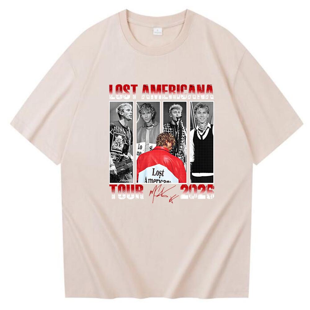 

MGK Lost Americana Tour 2026 Crop Tops Summer Fashion Tshirt Unisex Women Harajuku Short Sleeve Oneck Casual Shirt Tops 4XL