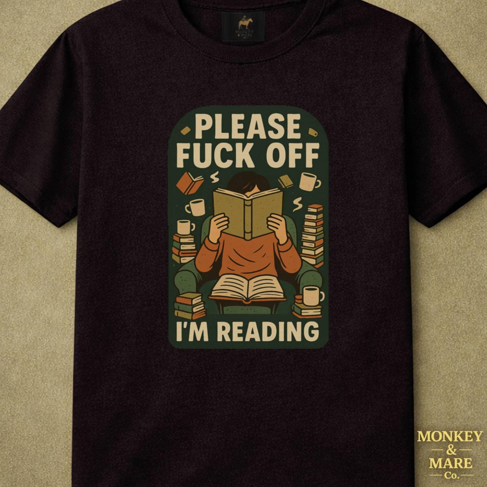 Please Fuck Off I m Reading Cozy Reading Nook Bookish Humor Vintage Style Introvert Gift Avid Readers Funny Graphic Tee 2XL