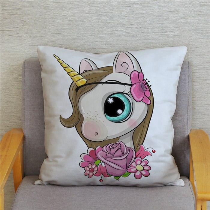 45*45 Square Pillowcase Home Decor Pillowcase Cushion Cover Cute Cartoon Unicorn Print Pillowcase