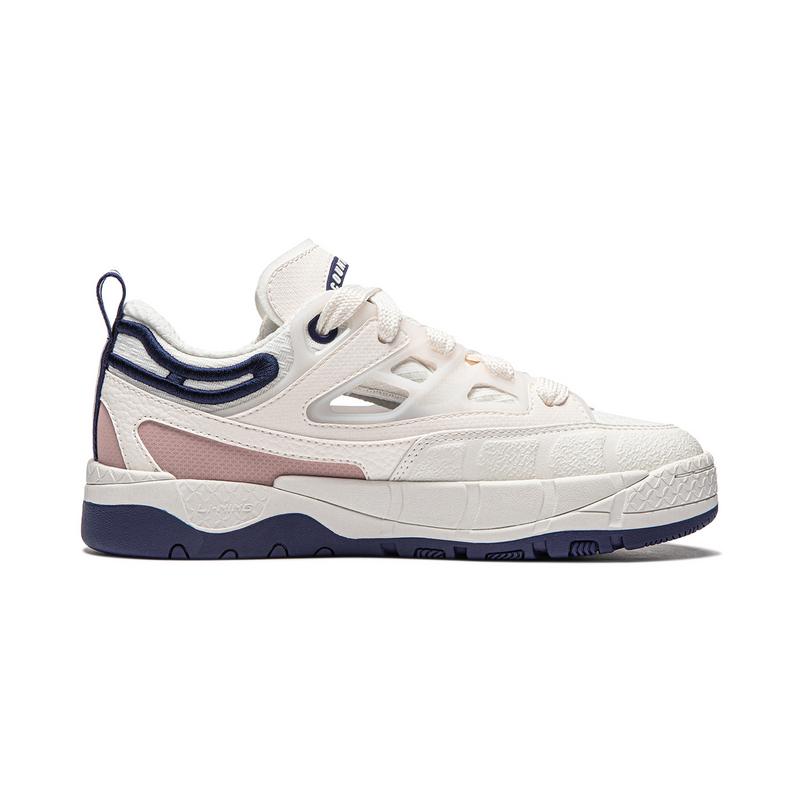 New LiNing CF YU3 SS Cushioning Wear Resistant Low Top Skateboard Shoes Women's Mist White AGLU064-1
