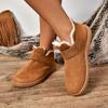 Comemore Flat Warm Padded Snow Boots Winter New Solid Color Round Head Cotton Shoes for Women Suede Casual Plus Velvet Botines