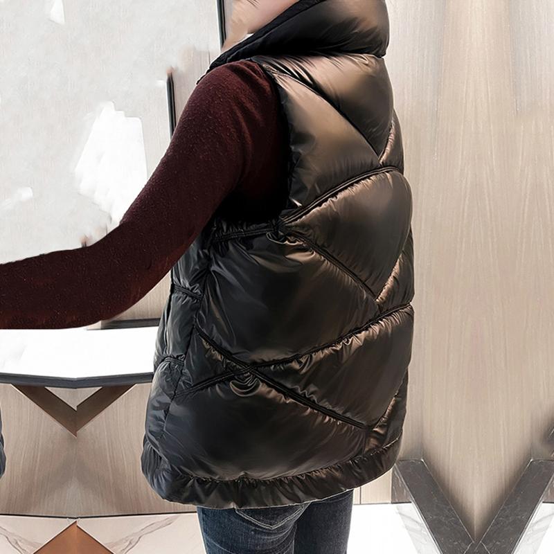 Kobiety jesienno-zimowa Soild zagęścić nowa odzież wierzchnia kamizelka wyściełana bawełną stójka bezrękawnik płaszcz kamizelka
