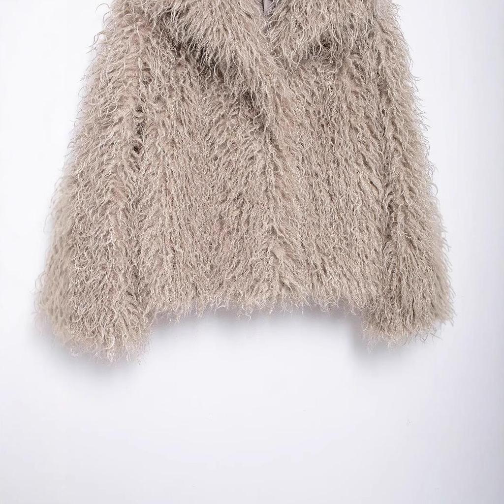 2024 Autumn Women's European & American Style Faux Fur Short Jacket