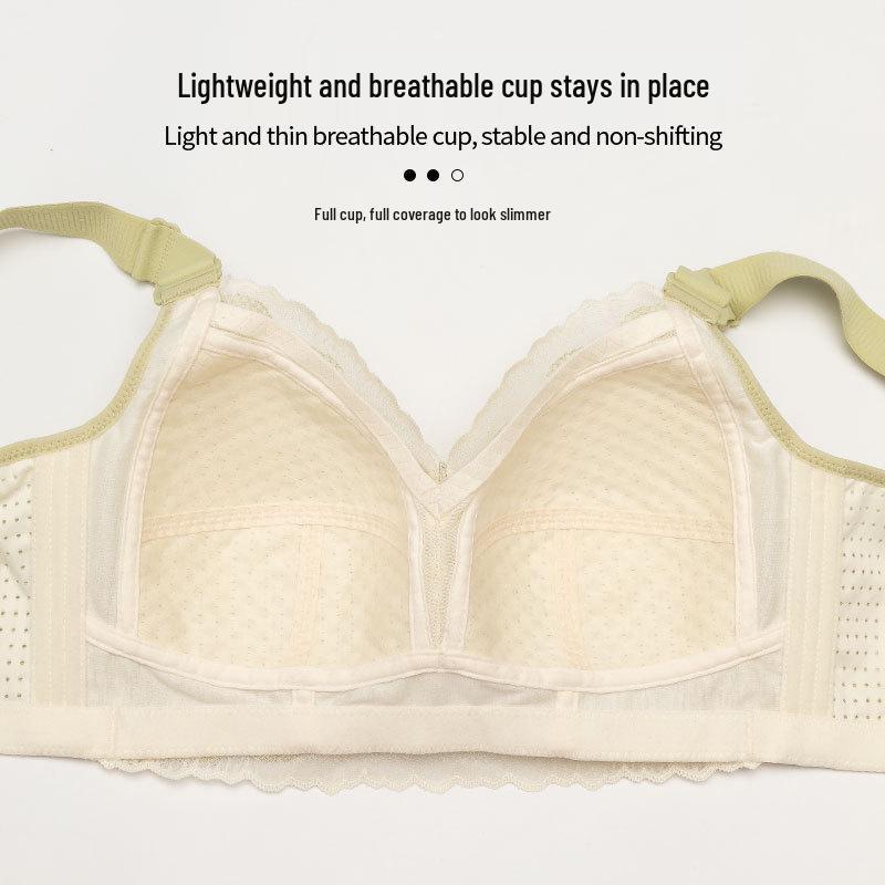Plus Size Thin Full Cup Bra - Wirefree, Anti-Sagging Support for a Smaller Look
