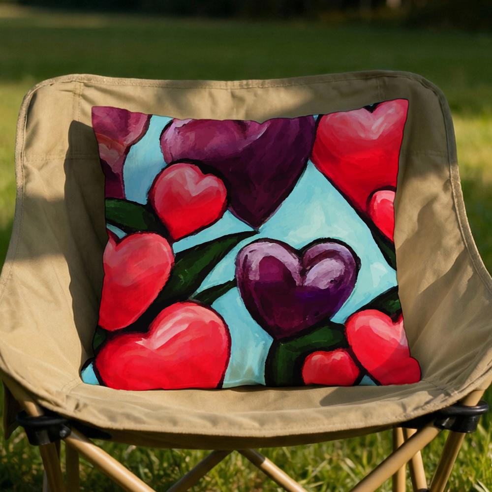 Valentine Red Heart Cushion Cover Soft Reversible  Durable Pillow Cover  MultiScene Use for Home  Car Daily Comfort