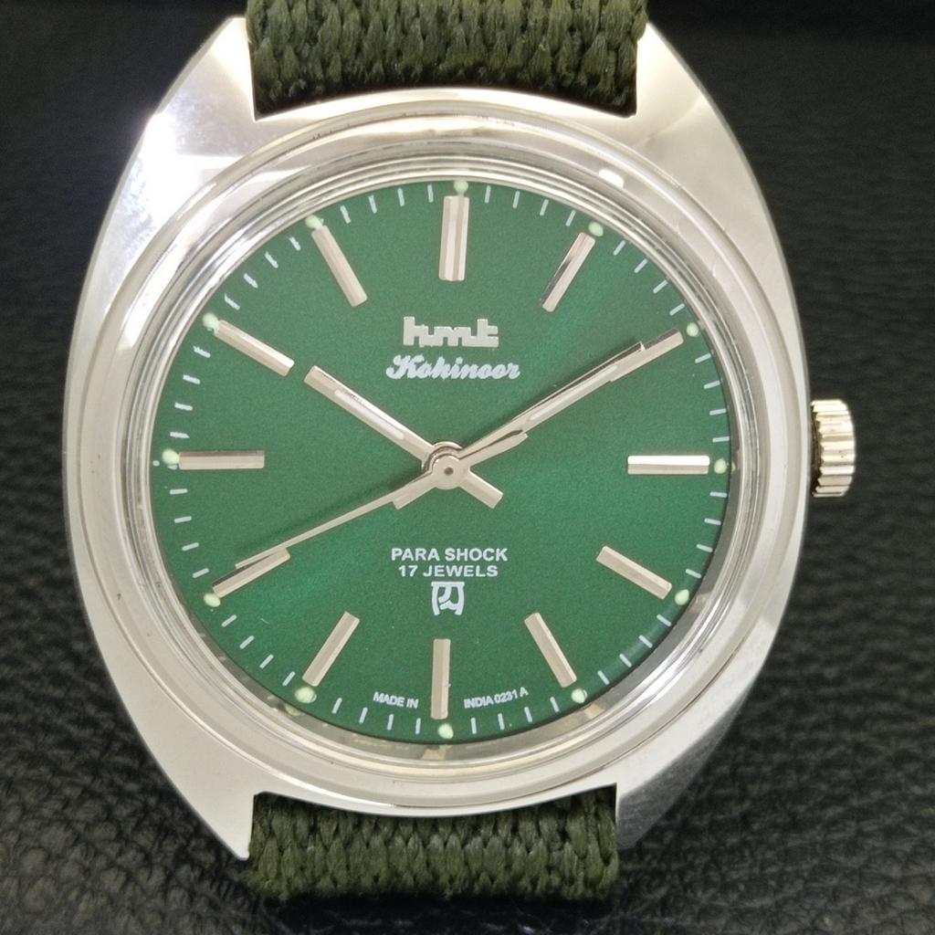 INDIAN VINTAGE HMT KOHINOOR HAND-WINDING MENS GREEN COLOR DIAL WATCH A440967-4
