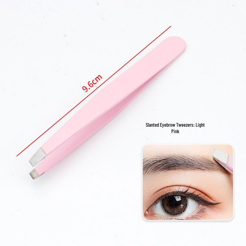 Stainless Steel Slanted Flat Head Eyebrow Tweezers for Multi-functional Hair Removal