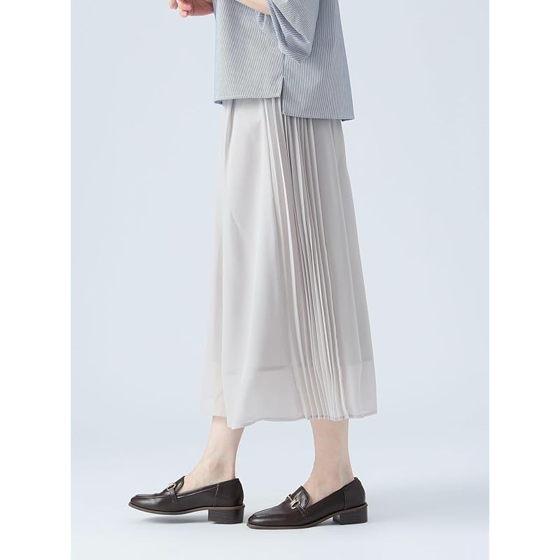 [Beams Heart] pants chiffon pleats wide pants ladies LIGHT.BEIGE ONE SIZE